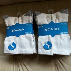 TWO (2) of Columbia Men's 6 Pairs Athletic Crew Socks Large 6-12 Super Soft NWT